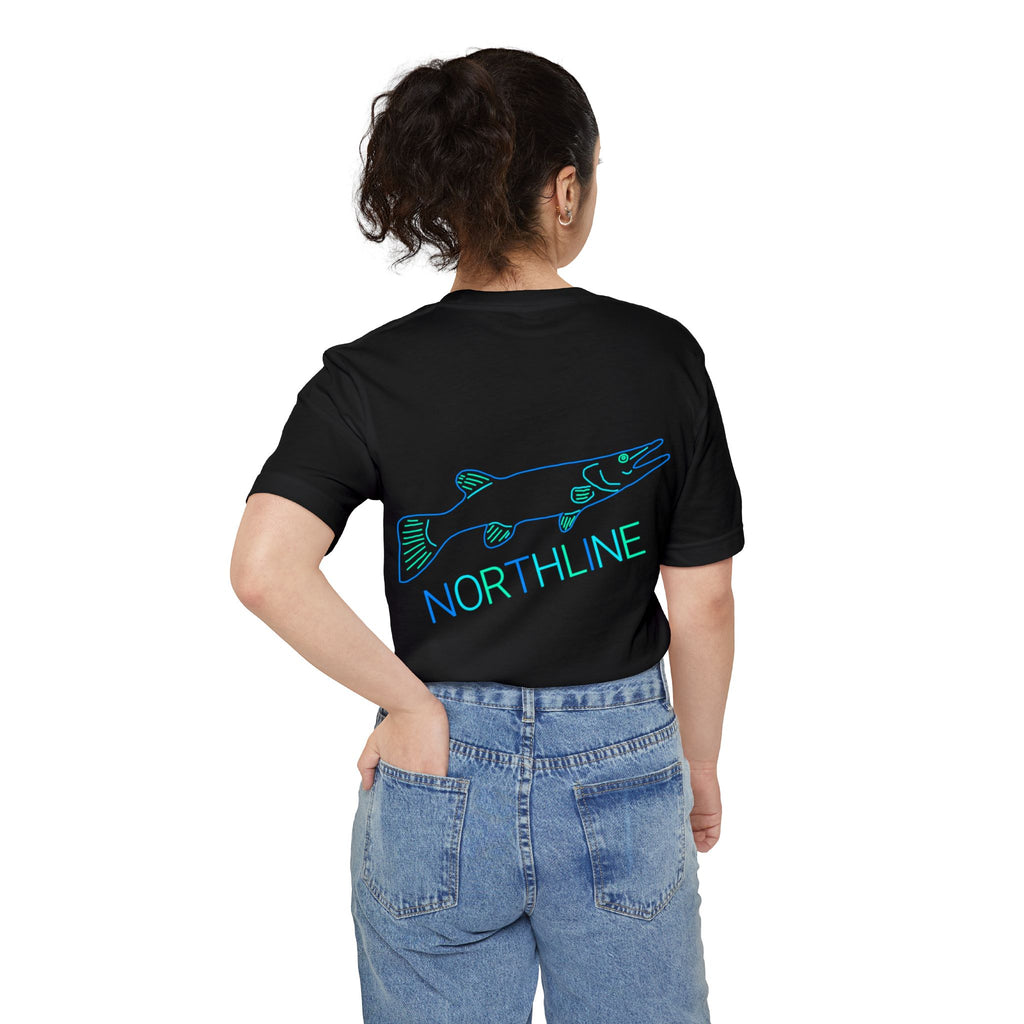Pocket T-Shirt — 'Northline' Neon Pike Fishing Tee