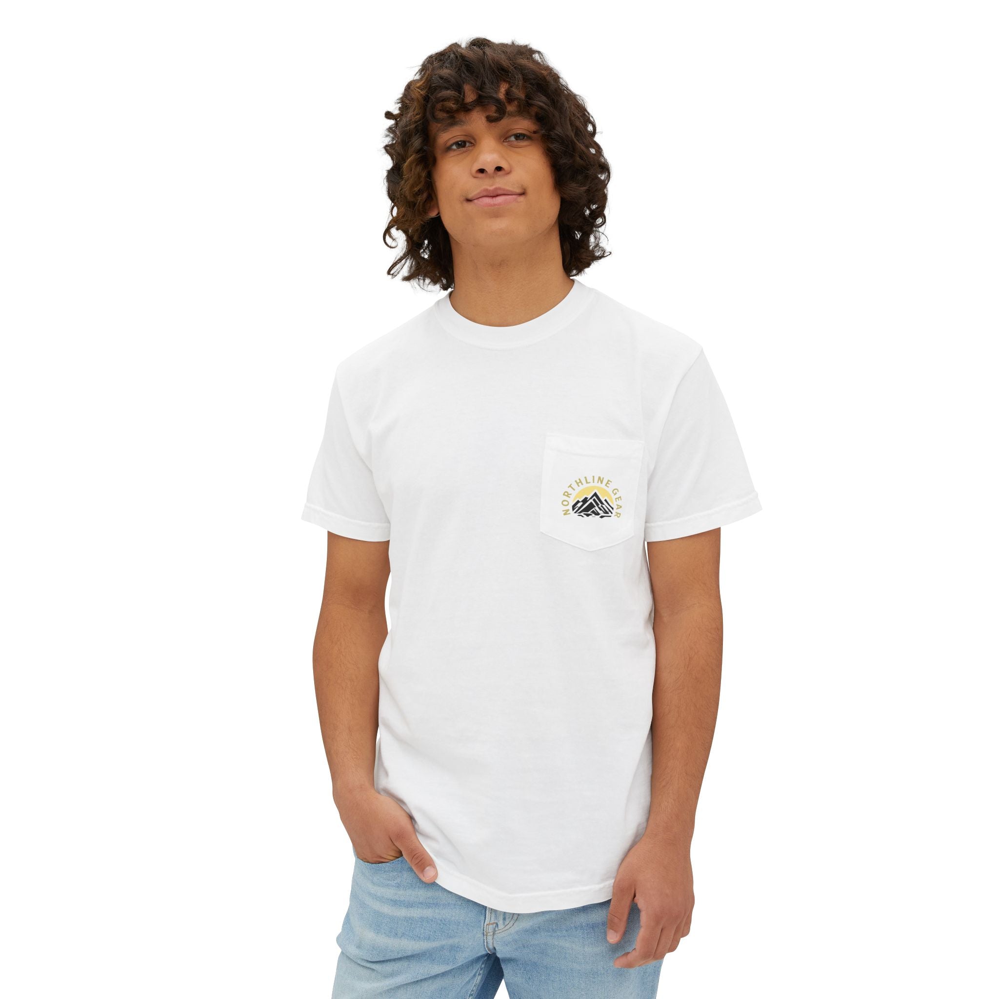 Fishing Pocket T-Shirt — Ice fishing Lake Art Tee